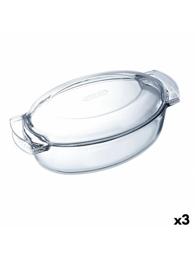 Plat de Four Pyrex Classic Vidrio Transparent verre Ovale 39 x 23 x 15 cm Avec couvercle (3 Unités)