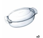 Fuente para Horno Pyrex Classic Vidrio Transparente Vidrio Ovalada 39 x 23 x 15 cm Con Tapa (3 Unidades)