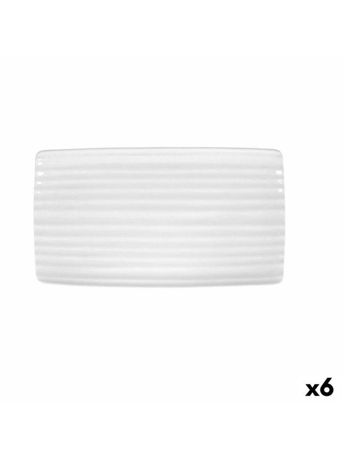 Snack tray Ariane Artisan Ceramic White 36 x 20 cm (6 Units)