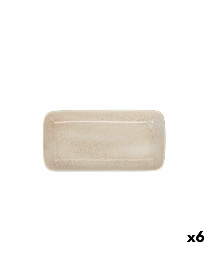 Bandeja de Aperitivos Ariane Porous 28 x 14 cm Cerámica Beige (6 Unidades)