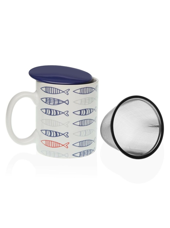 Cup with Tea Filter Versa Fish Porcelain Stoneware