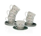 Set of Mugs with Saucers Versa Sansa Porcelain 9 x 14 x 14 cm 10,5 x 8 x 6 cm 14 x 14 x 2 cm Flowers Tea (12 Pieces)