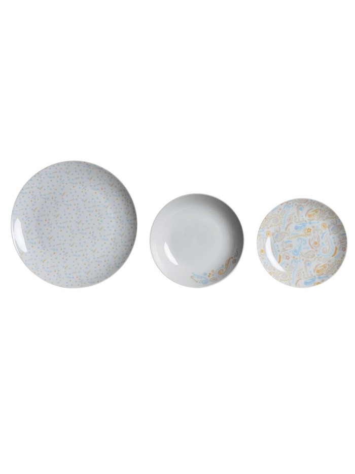 Dinnerware Set DKD Home Decor Porcelain Blue Pink White 27 x 27 x 3 cm 18 Pieces