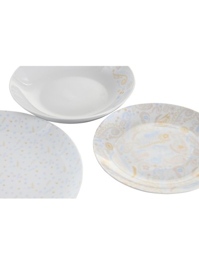 Service de Vaisselle DKD Home Decor Porcelaine Bleu Rose Blanc 27 x 27 x 3 cm 18 Pièces