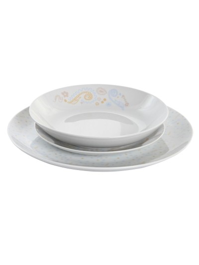 Set de Vajilla DKD Home Decor Porcelana Azul Rosa Blanco 27 x 27 x 3 cm 18 Piezas