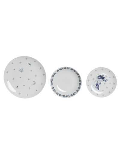 Set de Vajilla DKD Home Decor Porcelana Azul Blanco 27 x 27 x 3 cm 18 Piezas