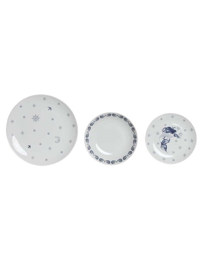 Dinnerware Set DKD Home Decor Porcelain Blue White 27 x 27 x 3 cm 18 Pieces