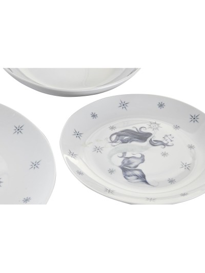 Service de Vaisselle DKD Home Decor Porcelaine Bleu Blanc 27 x 27 x 3 cm 18 Pièces