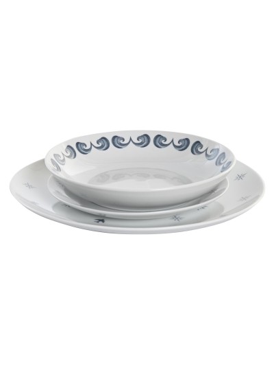 Set de Vajilla DKD Home Decor Porcelana Azul Blanco 27 x 27 x 3 cm 18 Piezas