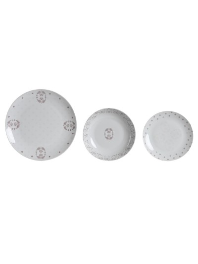 Set de Vajilla DKD Home Decor Porcelana Rosa Blanco 27 x 27 x 3 cm 18 Piezas