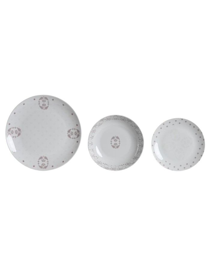 Set de Vajilla DKD Home Decor Porcelana Rosa Blanco 27 x 27 x 3 cm 18 Piezas