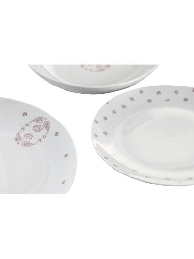 Service de Vaisselle DKD Home Decor Porcelaine Rose Blanc 27 x 27 x 3 cm 18 Pièces