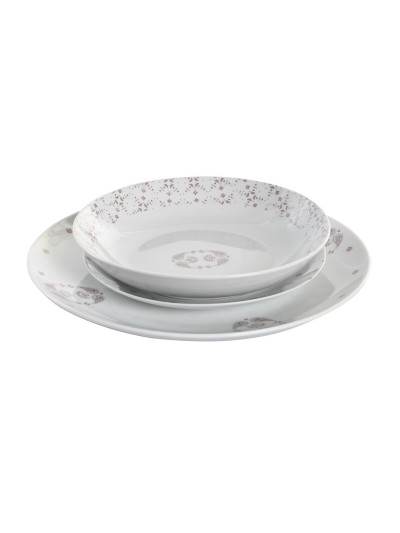 Set de Vajilla DKD Home Decor Porcelana Rosa Blanco 27 x 27 x 3 cm 18 Piezas