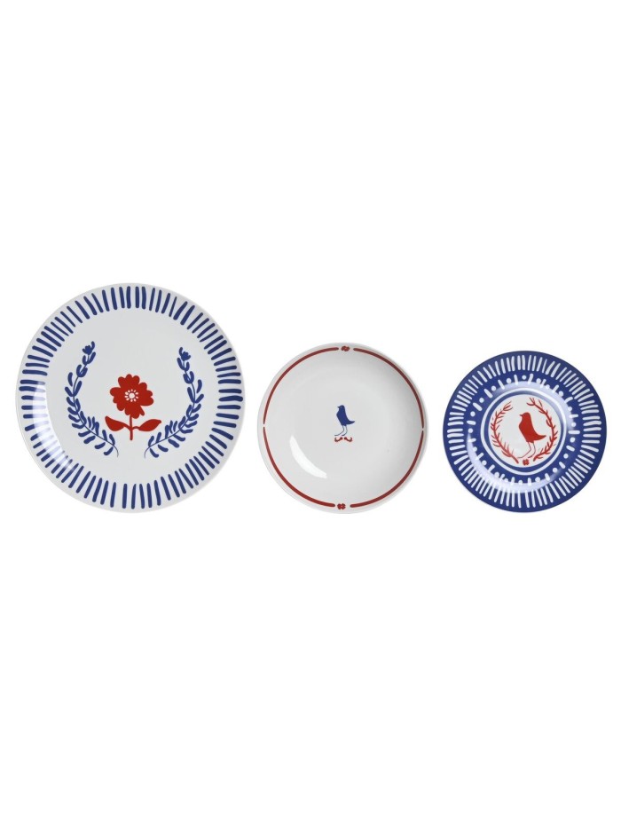 Dinnerware Set DKD Home Decor Porcelain Red Blue White 27 x 27 x 3 cm 18 Pieces