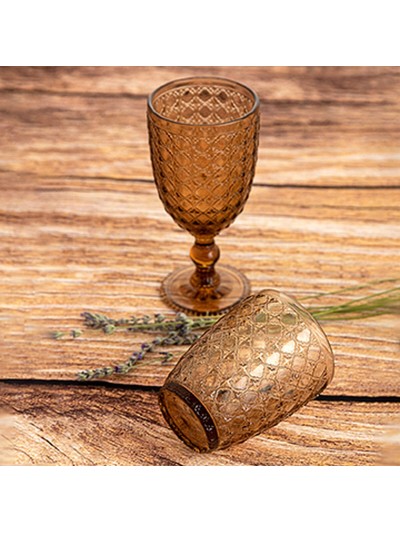 Set of glasses Bidasoa Gio Amber Glass With relief 300 ml (6 Units)