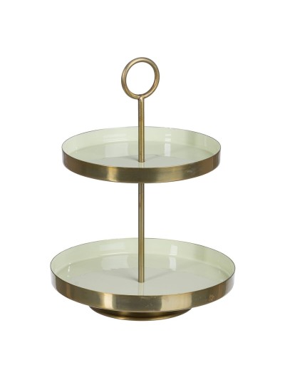 Snack tray 30 x 30 x 40,5 cm Golden Green Iron