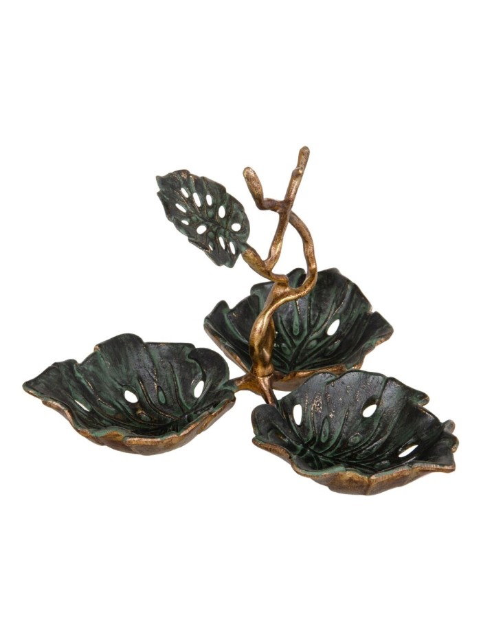 Plateau apéritif 27 x 26 x 20 cm Volets Métal Cuivre Vert