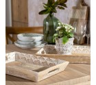 Plateau apéritif 45,5 x 30,5 x 5,5 cm Blanc Bois de manguier (2 Unités)