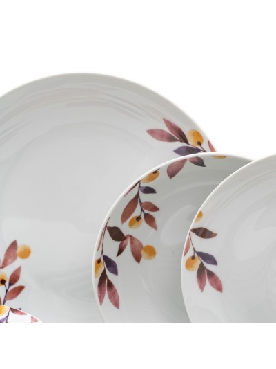 Assiettes Blanc Multicouleur Porcelaine Volets 1 cm 37 x 23 x 30 cm 18 Pièces