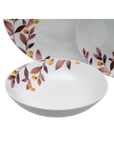 Tableware White Multicolour Porcelain Sheets 1 cm 37 x 23 x 30 cm 18 Pieces