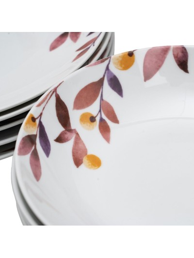 Assiettes Blanc Multicouleur Porcelaine Volets 1 cm 37 x 23 x 30 cm 18 Pièces