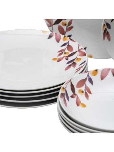 Tableware White Multicolour Porcelain Sheets 1 cm 37 x 23 x 30 cm 18 Pieces