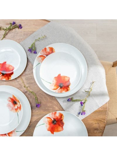 Tableware White Multicolour Porcelain Poppy 1 cm 37 x 23 x 30 cm 18 Pieces