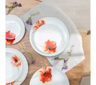 Assiettes Blanc Multicouleur Porcelaine Coquelicot 1 cm 37 x 23 x 30 cm 18 Pièces