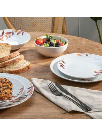 Tableware White Multicolour Porcelain Sheets 1 cm 37 x 23 x 30 cm 18 Pieces