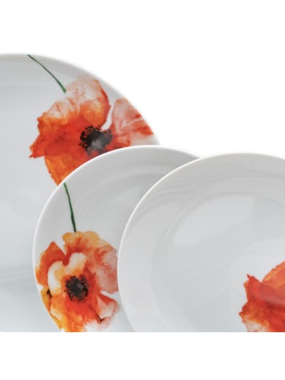 Vajilla Blanco Multicolor Porcelana Amapola 1 cm 37 x 23 x 30 cm 18 Piezas