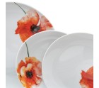 Assiettes Blanc Multicouleur Porcelaine Coquelicot 1 cm 37 x 23 x 30 cm 18 Pièces