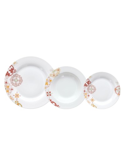 Assiettes Bordeaux Moutarde Porcelaine 1 cm 37 x 23 x 30 cm 18 Pièces