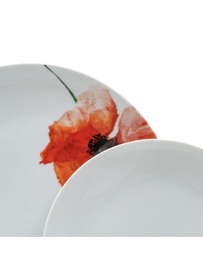 Vajilla Blanco Multicolor Porcelana Amapola 1 cm 37 x 23 x 30 cm 18 Piezas