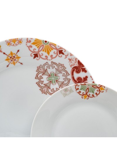 Vajilla Burdeos Mostaza Porcelana 1 cm 37 x 23 x 30 cm 18 Piezas
