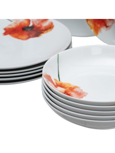 Tableware White Multicolour Porcelain Poppy 1 cm 37 x 23 x 30 cm 18 Pieces