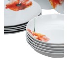 Assiettes Blanc Multicouleur Porcelaine Coquelicot 1 cm 37 x 23 x 30 cm 18 Pièces