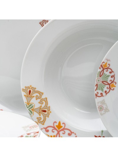 Vajilla Burdeos Mostaza Porcelana 1 cm 37 x 23 x 30 cm 18 Piezas