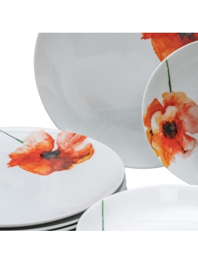 Tableware White Multicolour Porcelain Poppy 1 cm 37 x 23 x 30 cm 18 Pieces