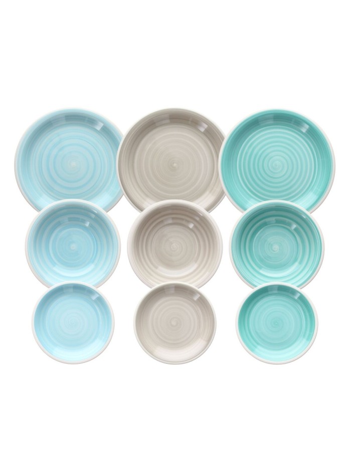 Tableware Blue Green Stoneware 1 cm 37 x 23 x 30 cm 18 Pieces