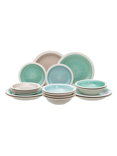 Tableware Blue Green Stoneware 1 cm 37 x 23 x 30 cm 18 Pieces