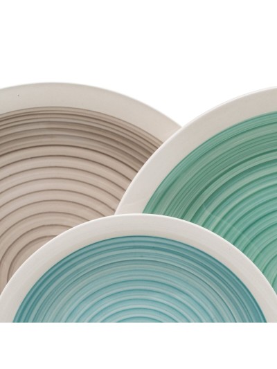 Assiettes Bleu Vert Grès 1 cm 37 x 23 x 30 cm 18 Pièces