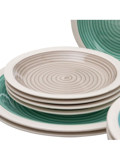 Vajilla Azul Verde Gres 1 cm 37 x 23 x 30 cm 18 Piezas