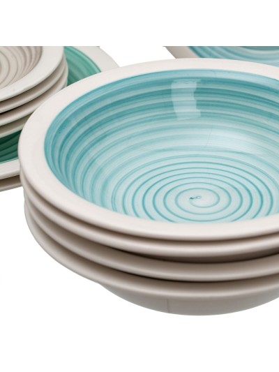 Tableware Blue Green Stoneware 1 cm 37 x 23 x 30 cm 18 Pieces