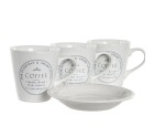 Juego de Tazas con Platos DKD Home Decor Blanco Metal Gres 180 ml 12 x 12 x 2 cm