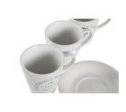 Juego de Tazas con Platos DKD Home Decor Blanco Metal Gres 180 ml 12 x 12 x 2 cm