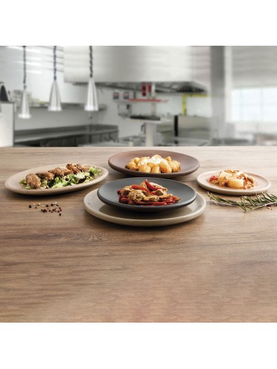 Flat plate Anaflor Vulcano Meat Baked clay Beige Ø 29 cm (8 Units)