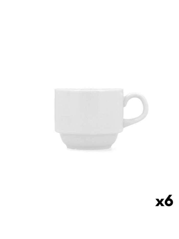 Cup Bidasoa Glacial Coffee Ceramic White 180 ml (6 Units)