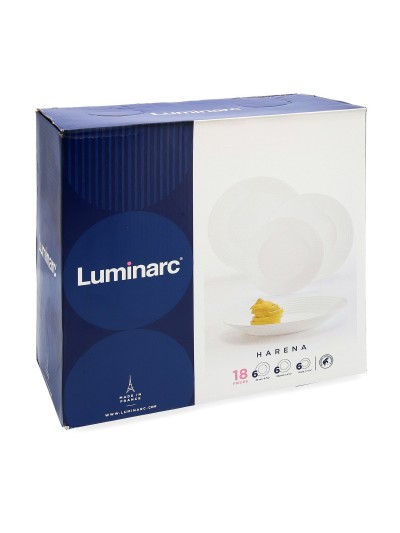 Set de Vajilla Luminarc Harena Blanco Vidrio 18 Piezas
