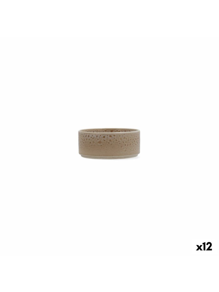 Bowl Ariane Porous Ceramic Beige 12 cm (12 Units)