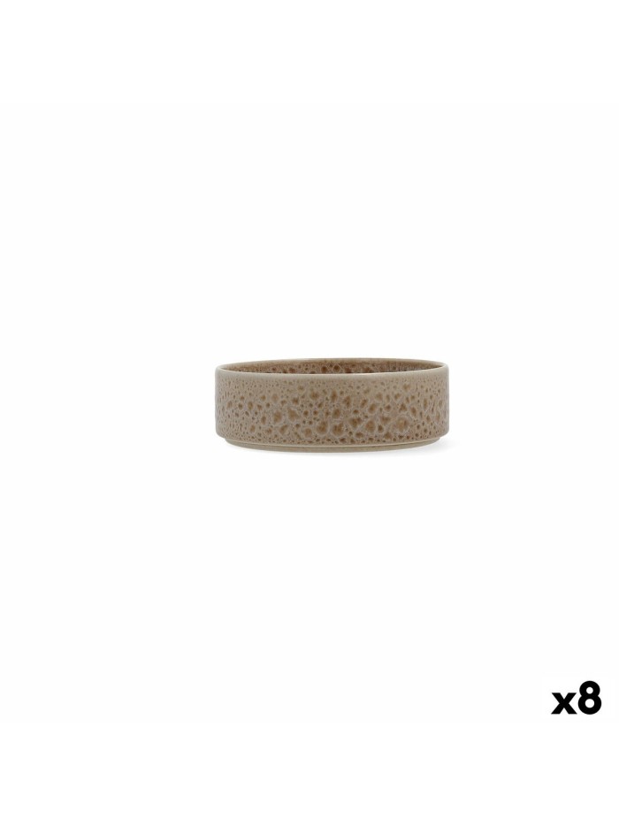 Bowl Ariane Porous Ceramic Beige 16 cm (8 Units)